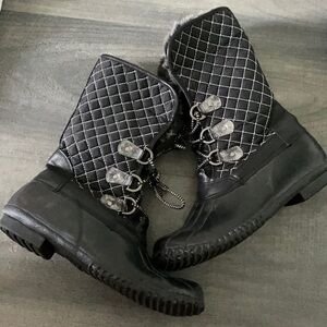 Stevies Black Faux Fur Duck Boots Girls 5